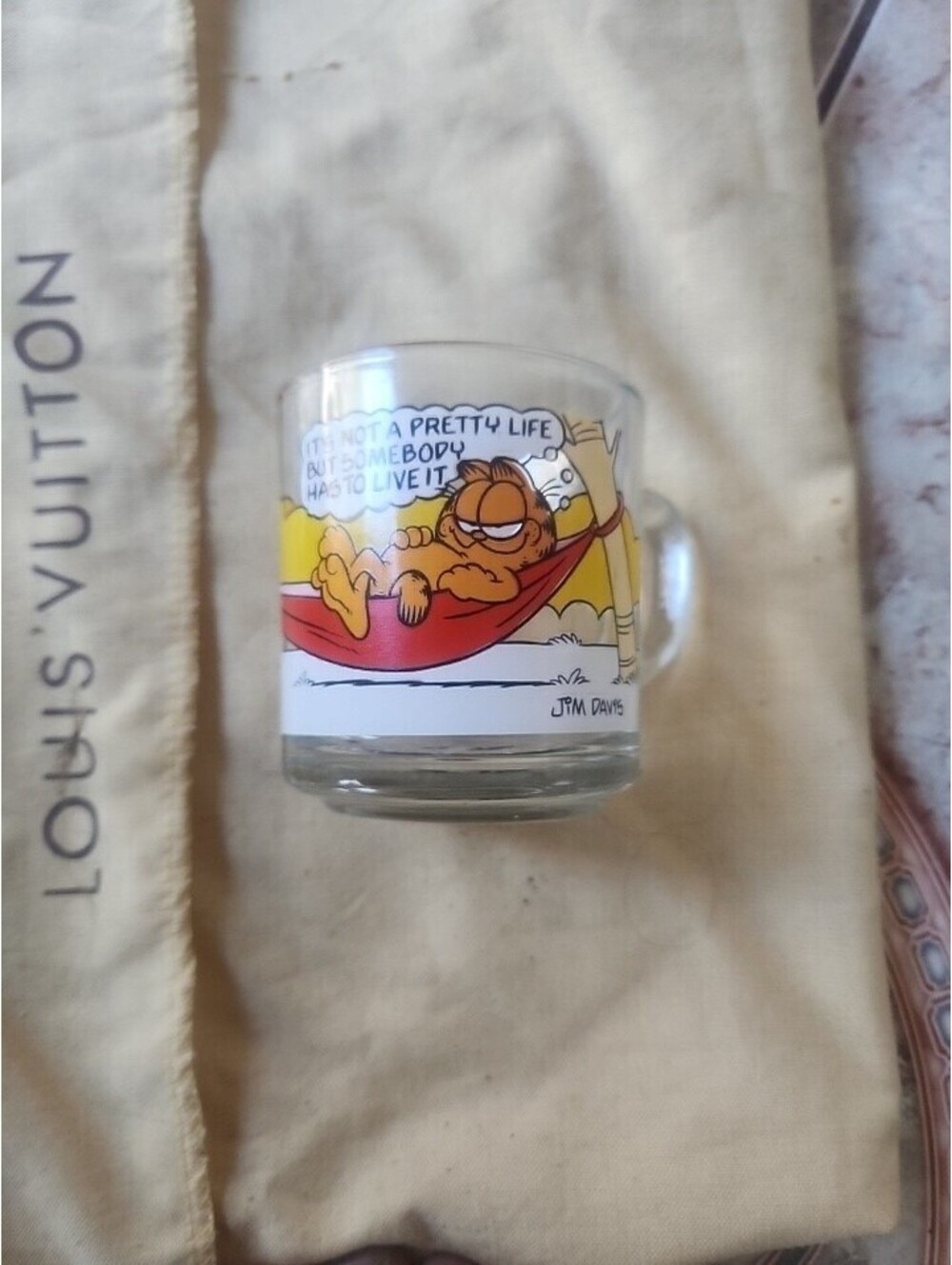 Vtg. Garfield. & Odie McDonalds. Clear. Glass Coffee Mug Cup Jim. Davis 1978.